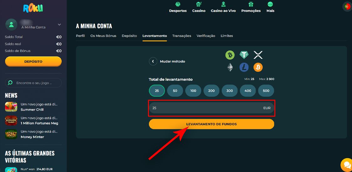 How to make a withdrawal through Bitcoin-Step 4